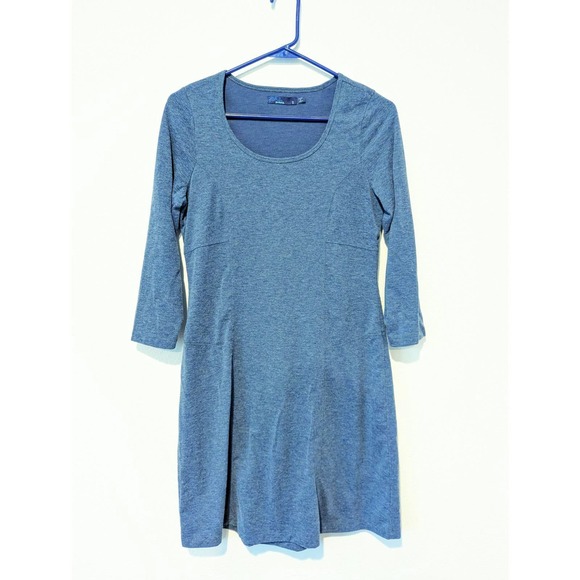 Prana Soskia Wool Blend 3/4 Sleeve Fit & Flare Blue Heather - Picture 4 of 8